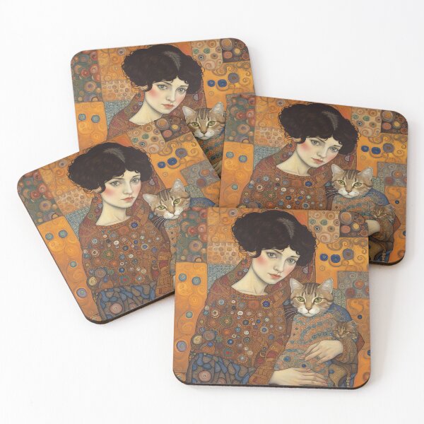 Item preview, Woman with Cats - Klimt 1 designed and sold by Kallak-AI-Art.