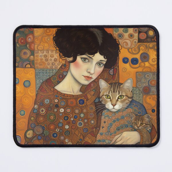 Item preview, Woman with Cats - Klimt 1 designed and sold by Kallak-AI-Art.