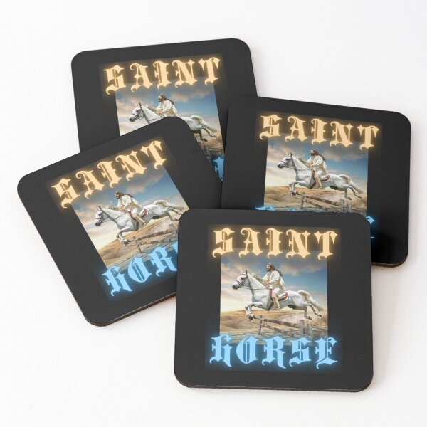 Item preview, Saint Horse jump say Jesus on horseback christian gothic crazy gifts designed and sold by thankful-loco.