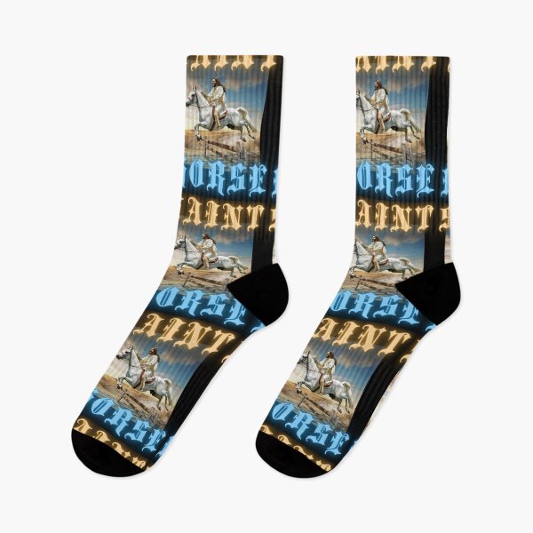 Item preview, Saint Horse jump say Jesus on horseback christian gothic crazy gifts designed and sold by thankful-loco.
