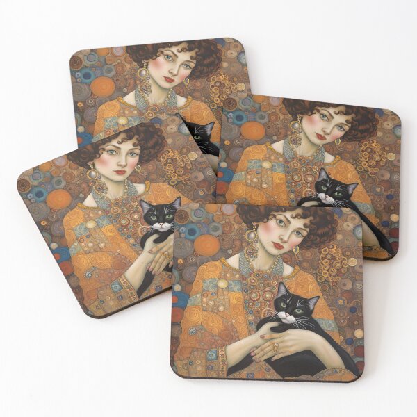 Item preview, Woman with Cat - Klimt 2 designed and sold by Kallak-AI-Art.