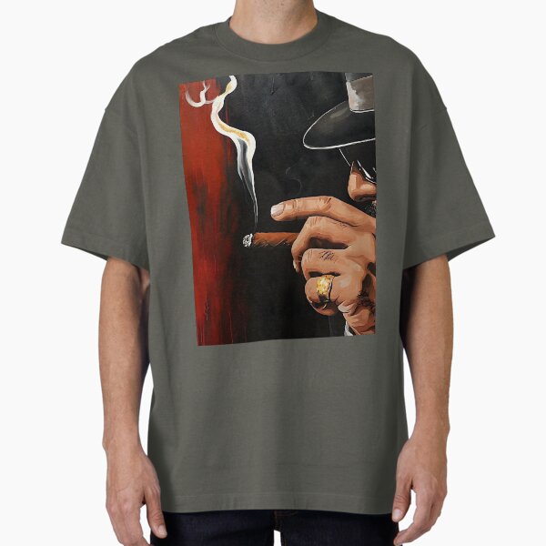 Item preview, Man in Hat and Glasses Smoking Cigar with Dark and Red Tones and Billowing White Smoke designed and sold by OlfactoART Studio.