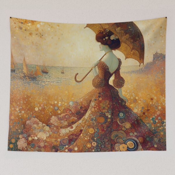 Item preview, Woman with Umbrella - Klimt 4 designed and sold by Kallak-AI-Art.