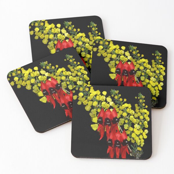 Item preview, 'I Love a Sunburnt Country' Sturt Desert Pea + Wattle Painting designed and sold by Venus-in-Virgo.