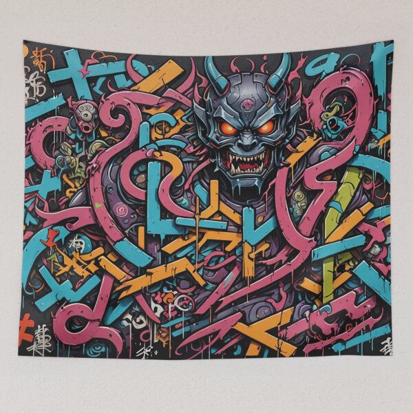 Item preview, Abstract Cyberpunk Graffiti, Cyber Demon, Japanese Art designed and sold by Burn-Ego.