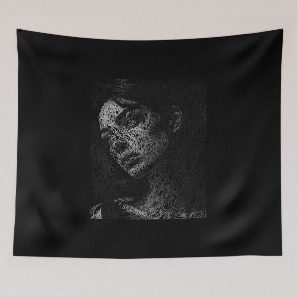 Item preview, Woman portrait gray on black - scribble by Red Sirio  designed and sold by Red Siri0 Art.