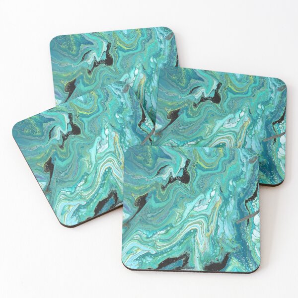 Item preview, Gangs Back 1 Flowing Blue Green Acrylic Abstract designed and sold by Doug  Siegel.