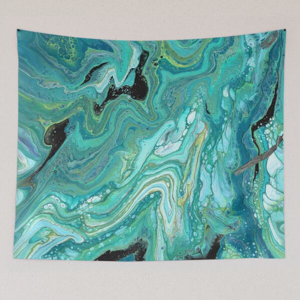 Item preview, Gangs Back 1 Flowing Blue Green Acrylic Abstract designed and sold by Doug  Siegel.