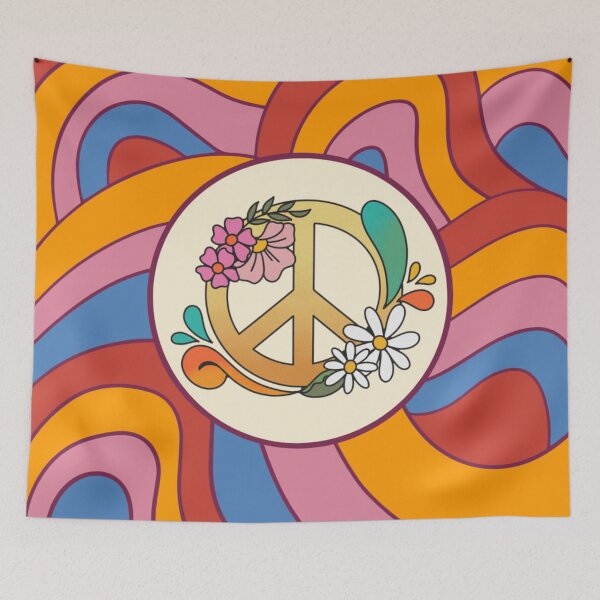Item preview, Psychedelic peace symbol with flowers designed and sold by martin max.