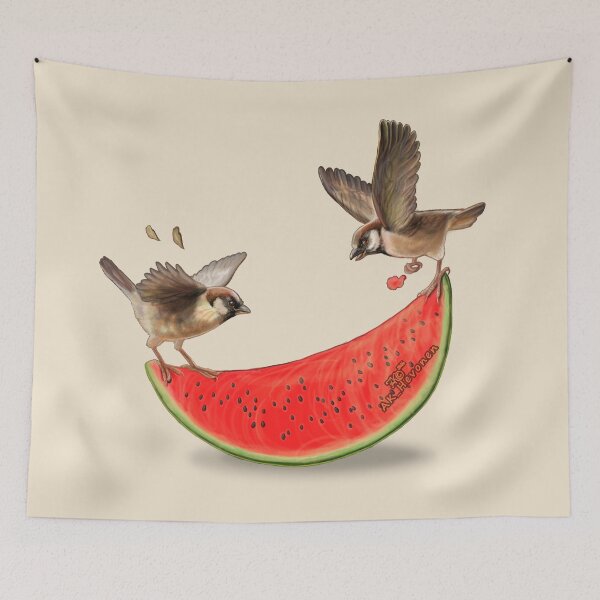 Item preview, Summer Sparrows Painting designed and sold by AK-Hevonen.