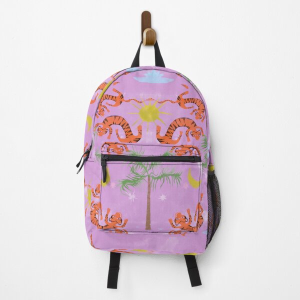 Item preview, 'Jungle Party' Textile Design Tigers with Sun, Moon, Stars + Palm designed and sold by Venus-in-Virgo.