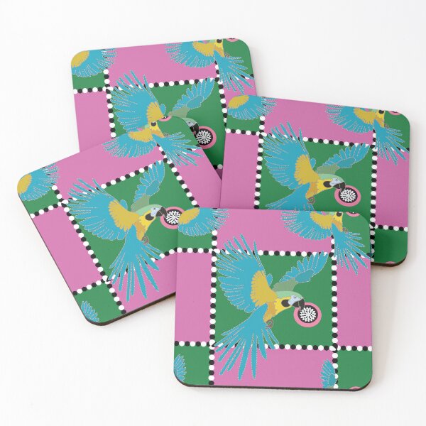 Item preview, Arara bird check pattern  designed and sold by Tatiana Ribeiro.
