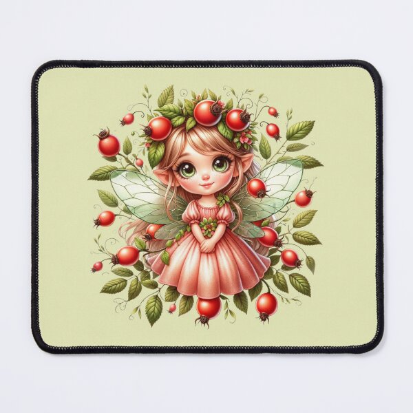 Item preview, Cute Rosehip Fairy with Fruits Leaves Nature Anime Girl Manga Kawaii Elves Aesthetic designed and sold by Annika Shurafa.
