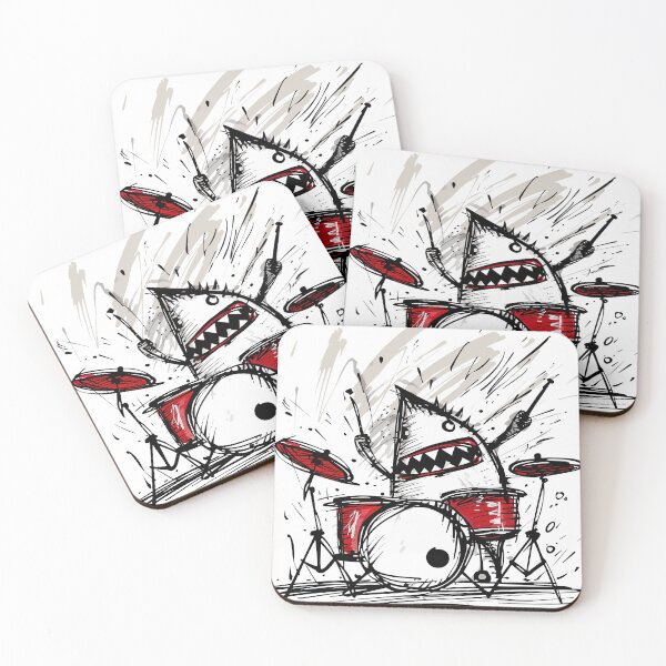 Item preview, Shark Playing Drums Collection: Homeware and Apparel designed and sold by ThePurpleMelon.