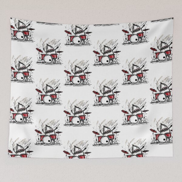 Item preview, Shark Playing Drums Collection: Homeware and Apparel designed and sold by ThePurpleMelon.