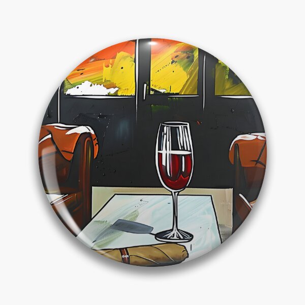 Artikelvorschau, Künstlerisches Ambiente – Wein- und Zigarrenlounge mit abstraktem Dekor, KI-generiert entworfen und verkauft von OlfactoART Studio.