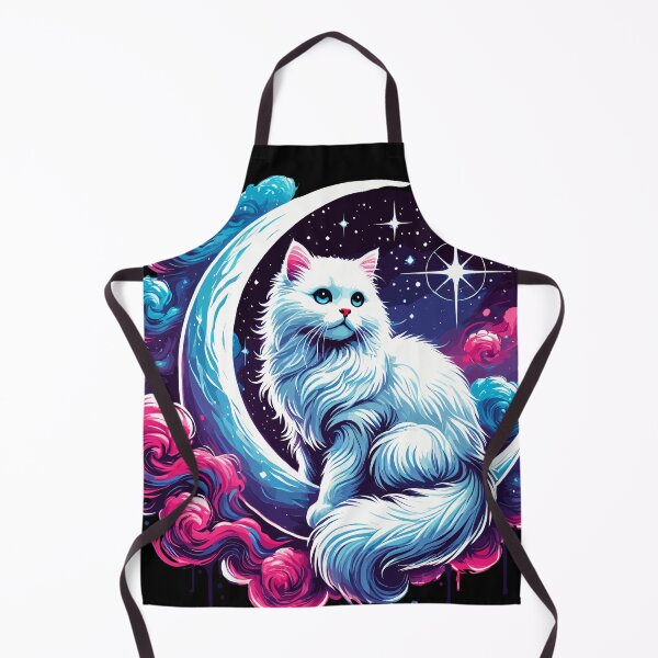 Item preview, Fluffy Cat on Crescent Moon with Celestial Nebula designed and sold by ArtfulHunter.