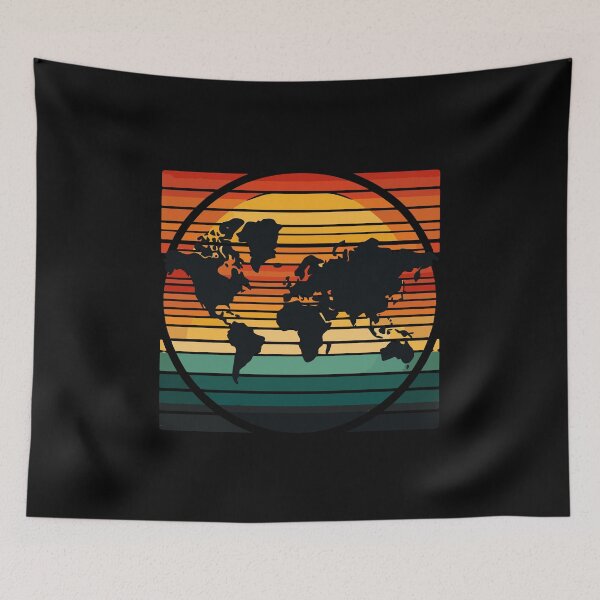 Item preview, Retro World Map Cool Vintage Sunset Globe Cartography designed and sold by Dressed For  Duty.