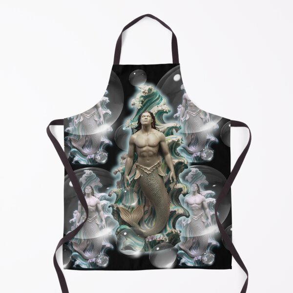 Item preview, MERMAN WITH A PLAN Handsome Merperson Sea Spirit Splashing in 3D Waves & Water Drops Mermen Mer-man Retro Modern Man Vintage Muted colors Muscular Siren Beach God designed and sold by BadassBazaar.