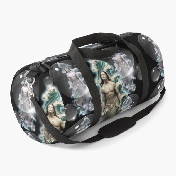 Item preview, MERMAN WITH A PLAN Handsome Merperson Sea Spirit Splashing in 3D Waves & Water Drops Mermen Mer-man Retro Modern Man Vintage Muted colors Muscular Siren Beach God designed and sold by BadassBazaar.