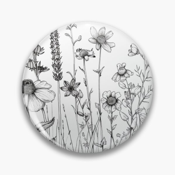 Item preview, Detailed Black and White Wildflower Illustration designed and sold by Kazashmaza.