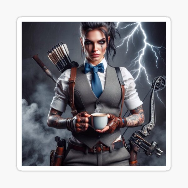 Vista previa del artículo con la obra «Office Samurai tomando un café», diseñado y vendido por Ghost Archer Illusions.