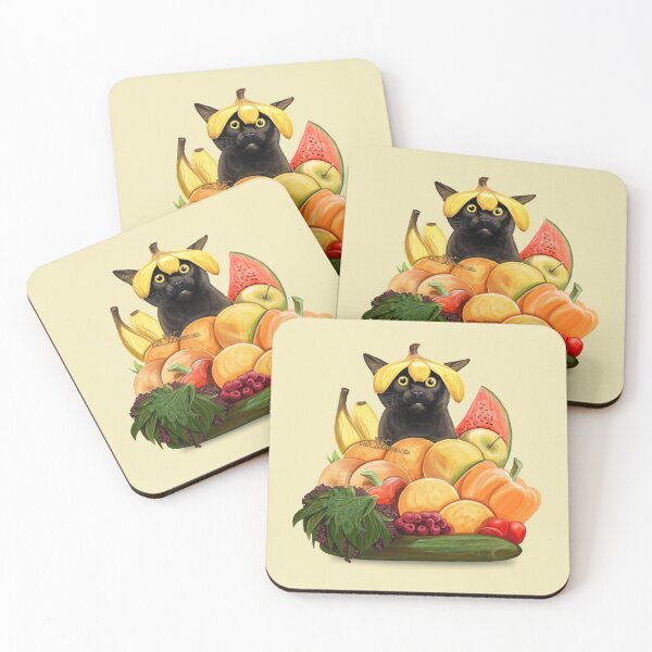 Item preview, Summer fruit vegetables cat painting designed and sold by AK-Hevonen.