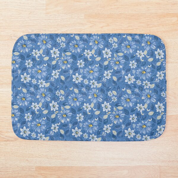 Item preview, Patrón sin costuras de hojas azules, flores blancas y follaje.  designed and sold by creativekrish.