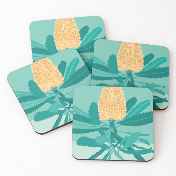 Item preview, Banksia flower Australian flora green yellow designed and sold by blueidesign.