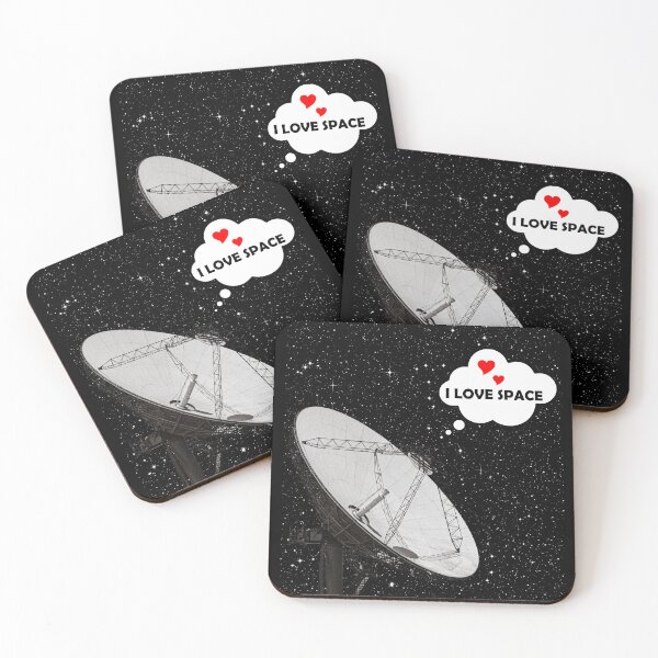 Item preview, Satellite Dish Radiotelescope Backdrop Stars Phrase I LOVE SPACE  designed and sold by WheresMyMojo.