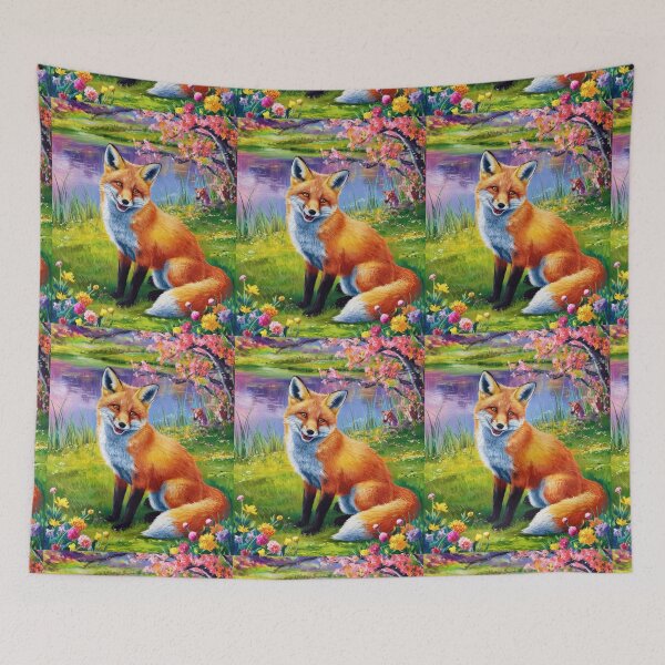 Artikelvorschau, Fuchs-Porträt. Frühlingszeit, Blumenfuchs, Vintage-Fuchs, Fuchs-Malerei, Claude Monet-Stil entworfen und verkauft von FoxVibes.