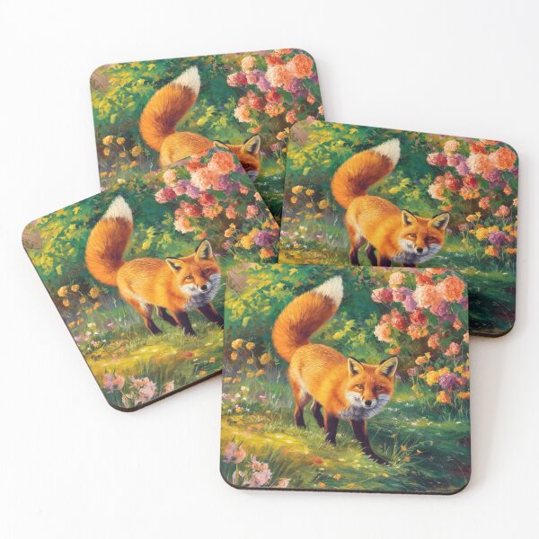 Artikelvorschau, Fuchs-Porträt. Frühlingszeit, Blumenfuchs, Vintage-Fuchs, Fuchs-Malerei, Claude Monet-Stil entworfen und verkauft von FoxVibes.