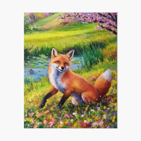 Item preview, Fox Portrait. Spring season, floral fox, vintage fox, fox painting, Claude Monet style designed and sold by FoxVibes.
