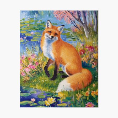 Item preview, Fox Portrait. Spring season, floral fox, vintage fox, fox painting, Claude Monet style designed and sold by FoxVibes.