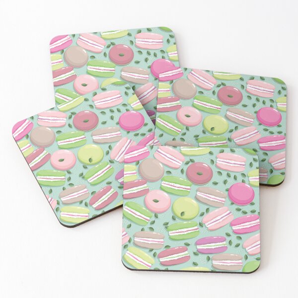 Item preview, Macaron and blueberry leaves, Turquoise background designed and sold by Alex  Blud.
