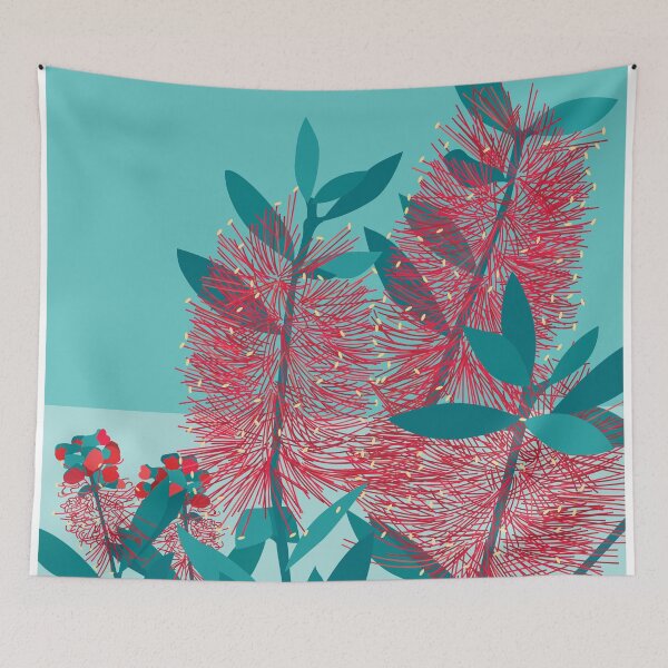 Item preview, Bottlebrush flowers Australian flora red green designed and sold by blueidesign.