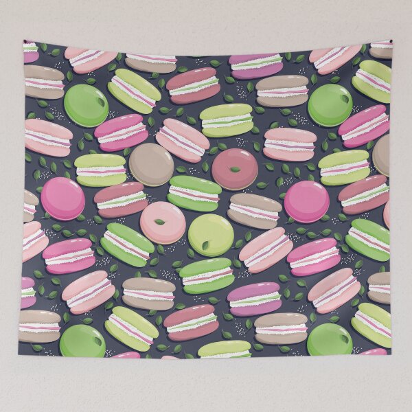Item preview, Macaron and blueberry leaves, Black background designed and sold by Alex  Blud.