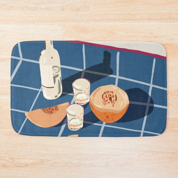 Item preview, Melon Vodka Shots, Weekend Alcohol Party Fruits Beverages, Papaya Chill Pastel Eclectic Afternoon, Slow Living Honeydew Indigo Tiles Bohemian Painting Canvas Print designed and sold by 83oranges.com.