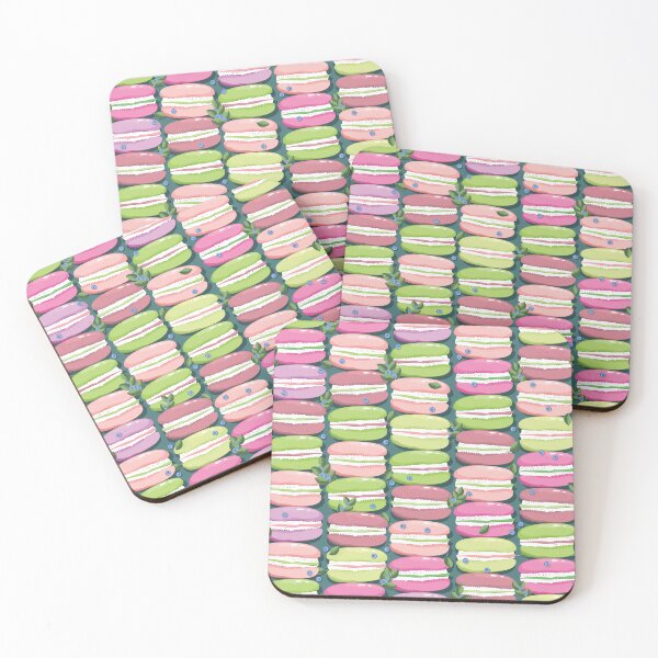 Item preview, Macaron and blueberry sprigs, Dark emerald background designed and sold by Alex  Blud.
