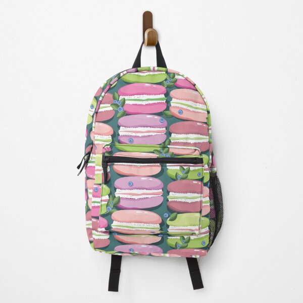 Item preview, Macaron and blueberry sprigs, Dark emerald background designed and sold by Alex Blud.
