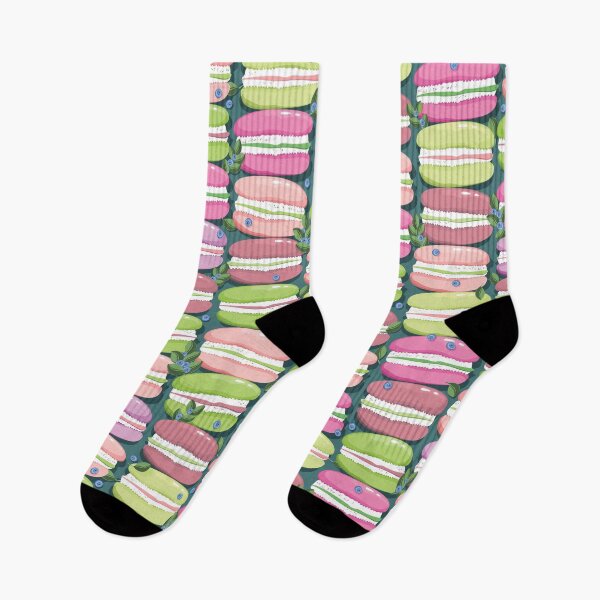 Item preview, Macaron and blueberry sprigs, Dark emerald background designed and sold by Alex  Blud.
