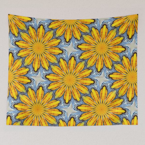 Item preview, Yellow Gray Blue Abstract Flower Design designed and sold by kristalcurt.