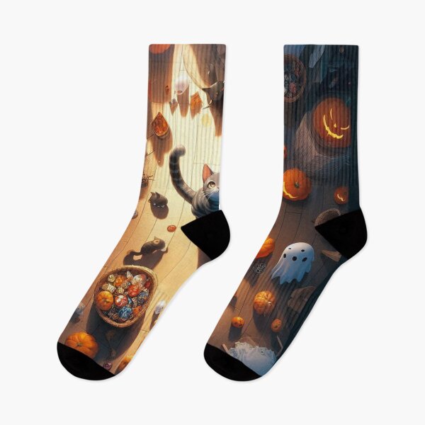 Item preview, Halloween Characters with spooky decorations, cats, pumpkins and ghost by SGVisionary designed and sold by SGVisionary.
