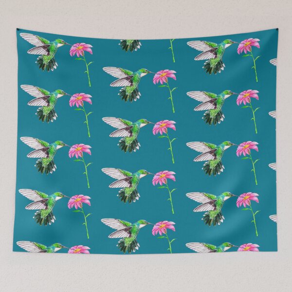 Item preview, Hummingbird and flower watercolor design designed and sold by Rafa-MB.