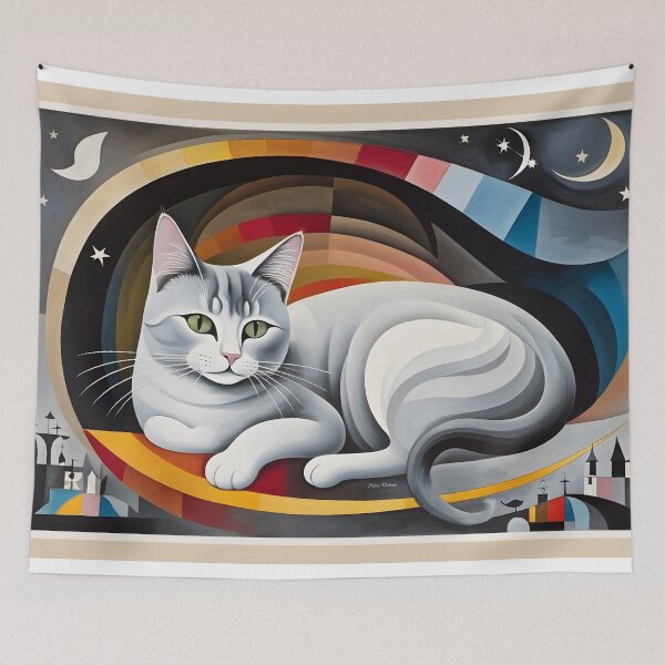 Aperçu de l'œuvre Un chat à l'intérieur d'un dessin géométrique créée et vendue par Nira Dabush.