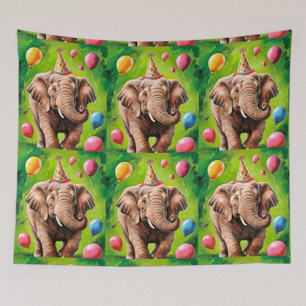 Item preview, Birthday Elephant. Birthday celebration, Cute Elephant, party animal, colorful elephant, elephant drawing designed and sold by ElephantVibes.