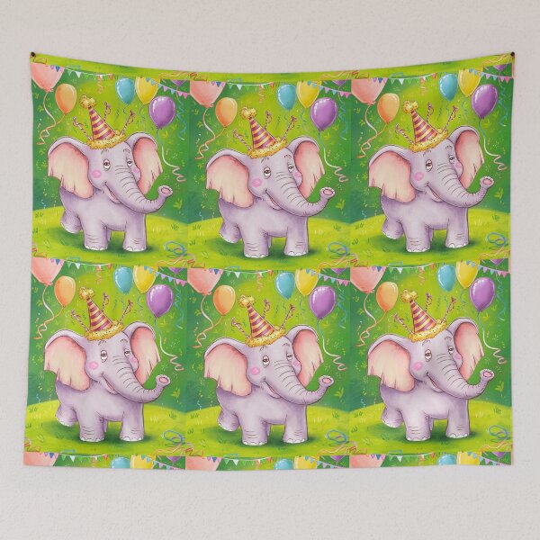 Item preview, Birthday Elephant. Birthday celebration, Cute Elephant, party animal, colorful elephant, elephant drawing designed and sold by ElephantVibes.
