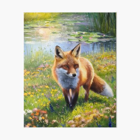 Item preview, Fox Portrait. Spring season, floral fox, vintage fox, fox painting, Claude Monet style designed and sold by FoxVibes.
