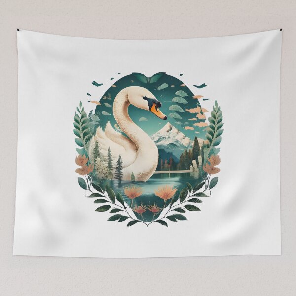 Item preview, Fluffy portrait of a white swan designed and sold by Ann Miu Deluxe.