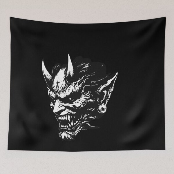 Item preview, Dark Hannya Mask Japanese Oni Oriental Art Tattoo Vintage Grunge designed and sold by MORSPECTIVE.